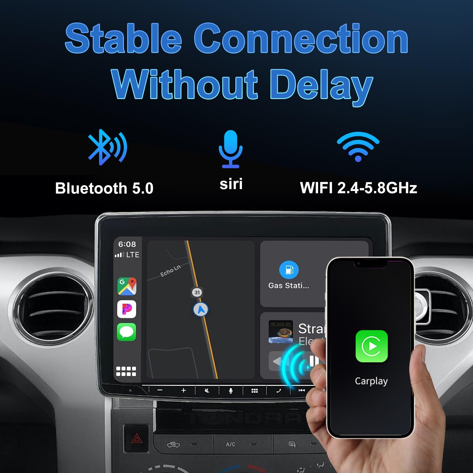 Bezprzewodowy adapter CarPlay, Android Auto Wireless, stabilny, szybki, kompatybilny z iPhone iOS 10+ i Android 11+, do pojazdów z CarPlay