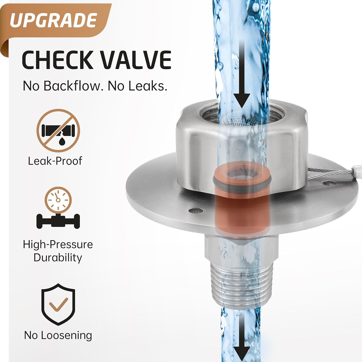 KES All Metal RV City Water Inlet with Lead-Free 90 Degree Elbow Hose
