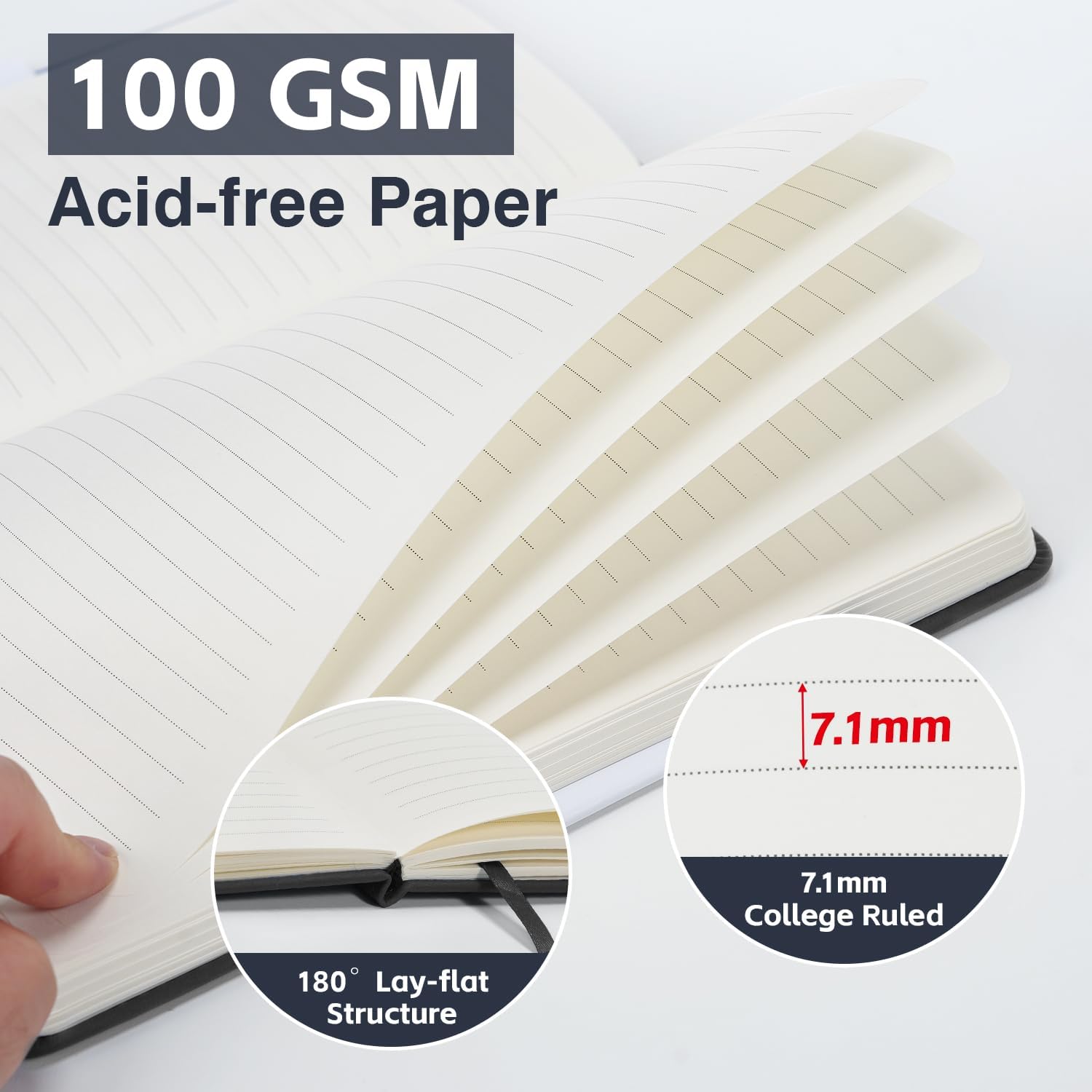 Dynta Hardcover Journal Notebooks 10 Pack A5 Lined Journals Bulk 5.8 x 8.4 Inch 160 Pages/80 Sheets College Ruled with Pen Loop Notebooks for Work, Writing, Note Taking (Black)