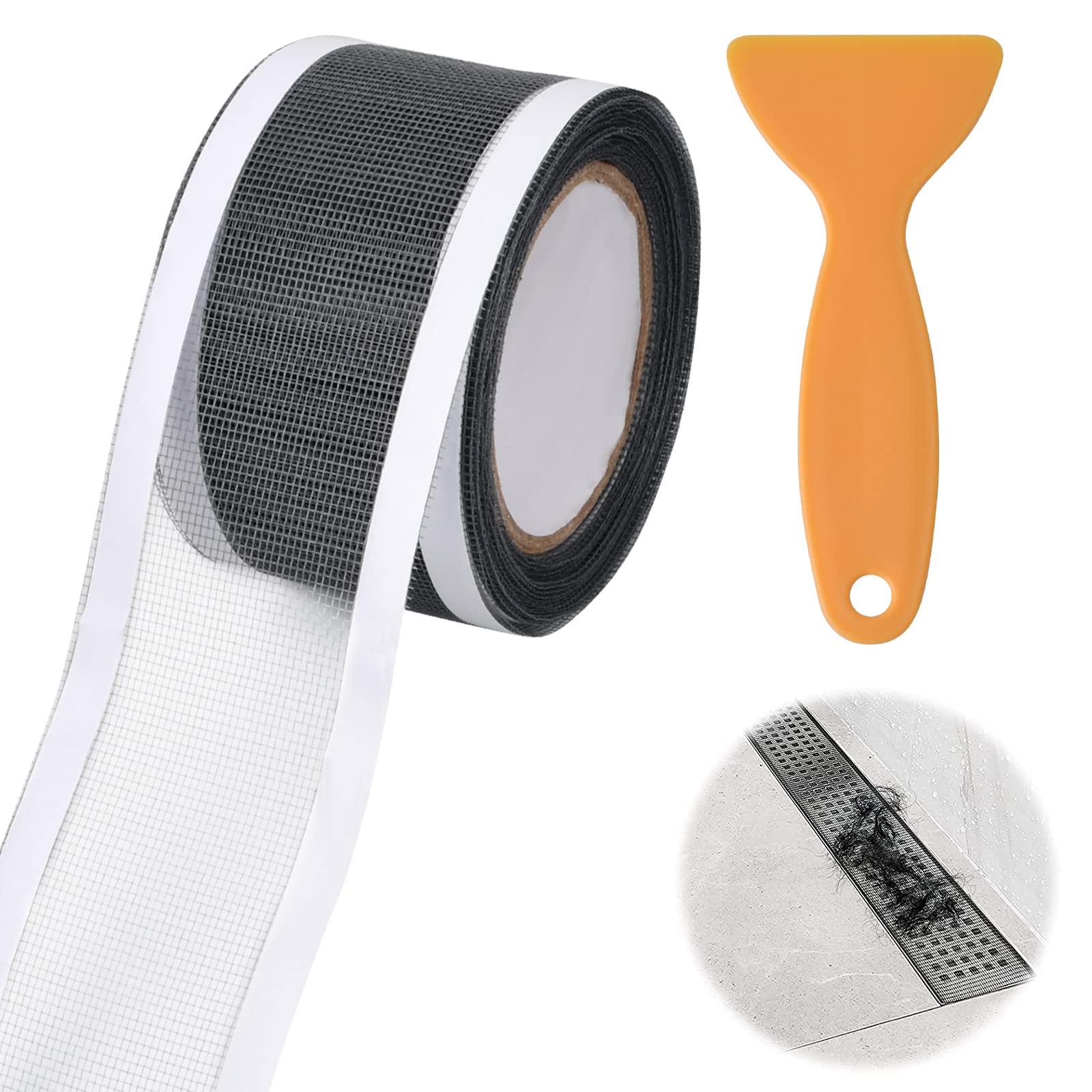 Kitchen Sink Strainer 32.8ft x 2.75" Sink Food Catcher Shower Hair Catchers Shower Drain Cover Bath Hair Catcher Sink Filter Bathroom Sink Stopper Hair Catcher + 1 Plastic Scraper