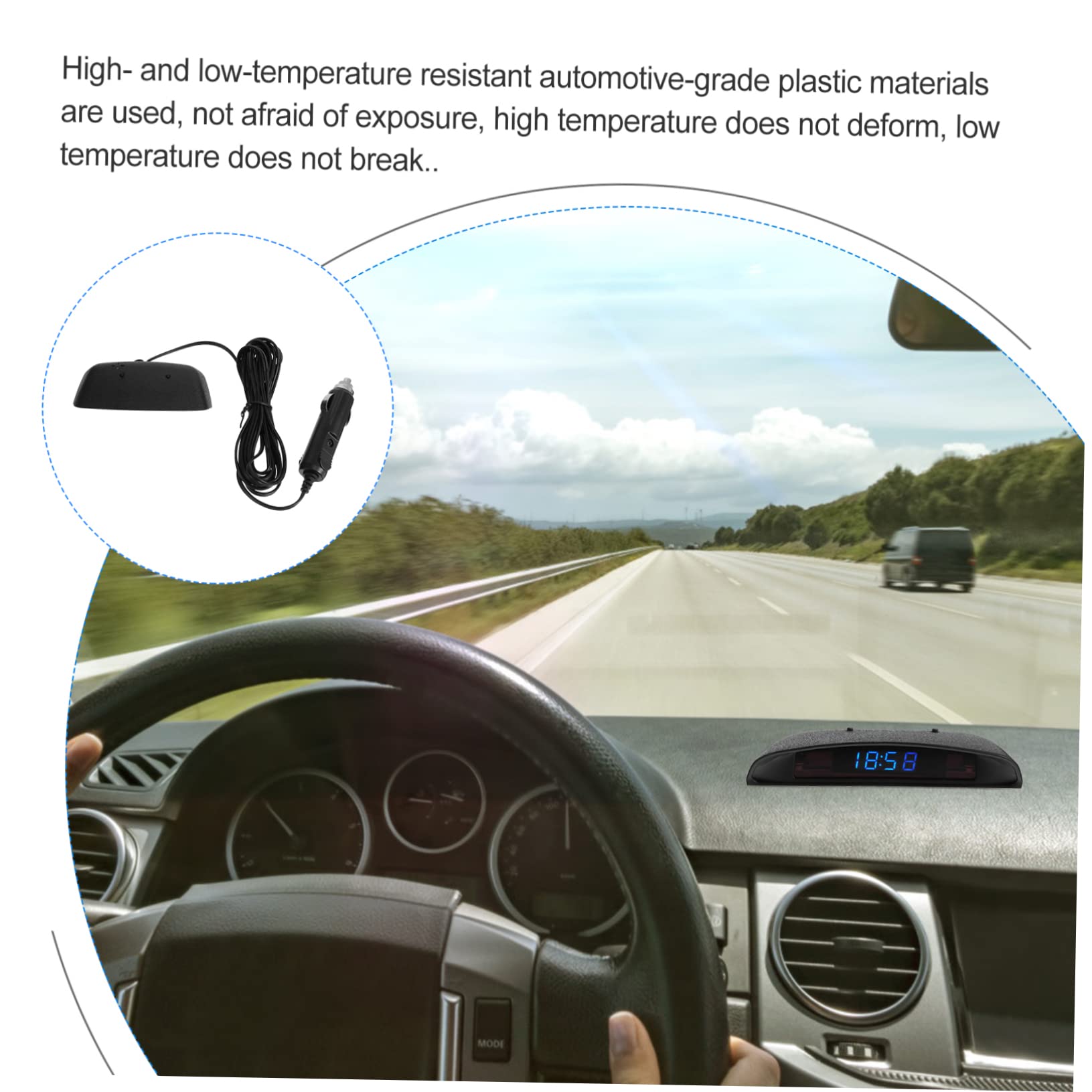 PartyKindom 2piezas Reloj Electrónico De Coche Termómetro y Voltímetro Pantalla Led Brillante Función De Corrección De Temperatura Accesorio Práctico Para Salpicadero Automotriz
