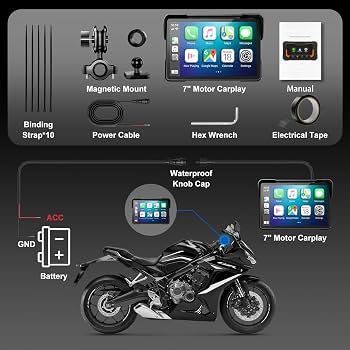 Amazon.com: YZW Portable 7 inch Wireless Motorcycle Carplay GPS