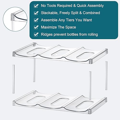 Miniatura 6 de LANDNEOO Soporte organizador apilable para botellas de agua, para la organización de vasos grandes de Stanley y otros, estante para vino