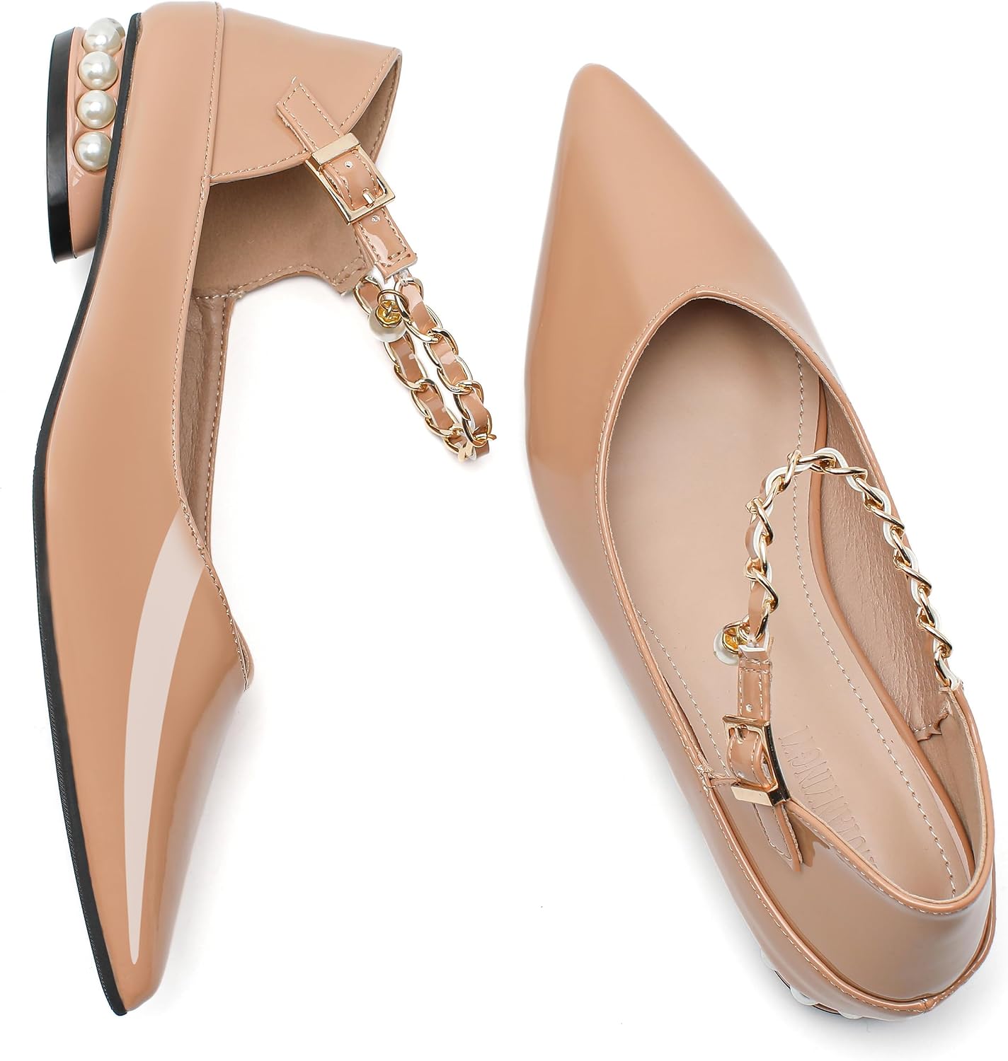 Leather Flats for Women Rhinestone Pointed Non Slip Comfort Slip on Breathable Wedding Dress Mary Jane Flats Shoes