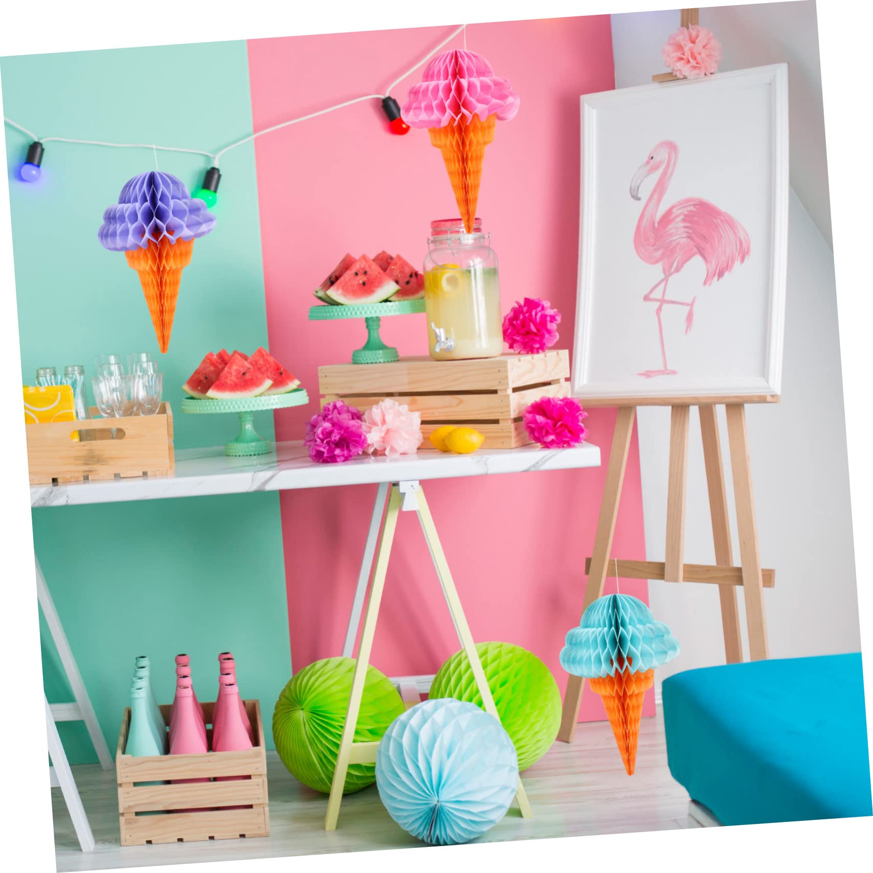KOMBIUDA 15stücke Hawaii Party Dekoration Hängende Eiscreme Pendants Für Feste Honeycomb Adorn Für Lebendige Sommer-Events Zufällige Farben