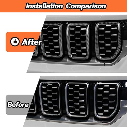 Miniatura 2 de 7 piezas de insertos de parrilla para Jeep Grand Cherokee 2021+ accesorios de rejilla (fibra de carbono)