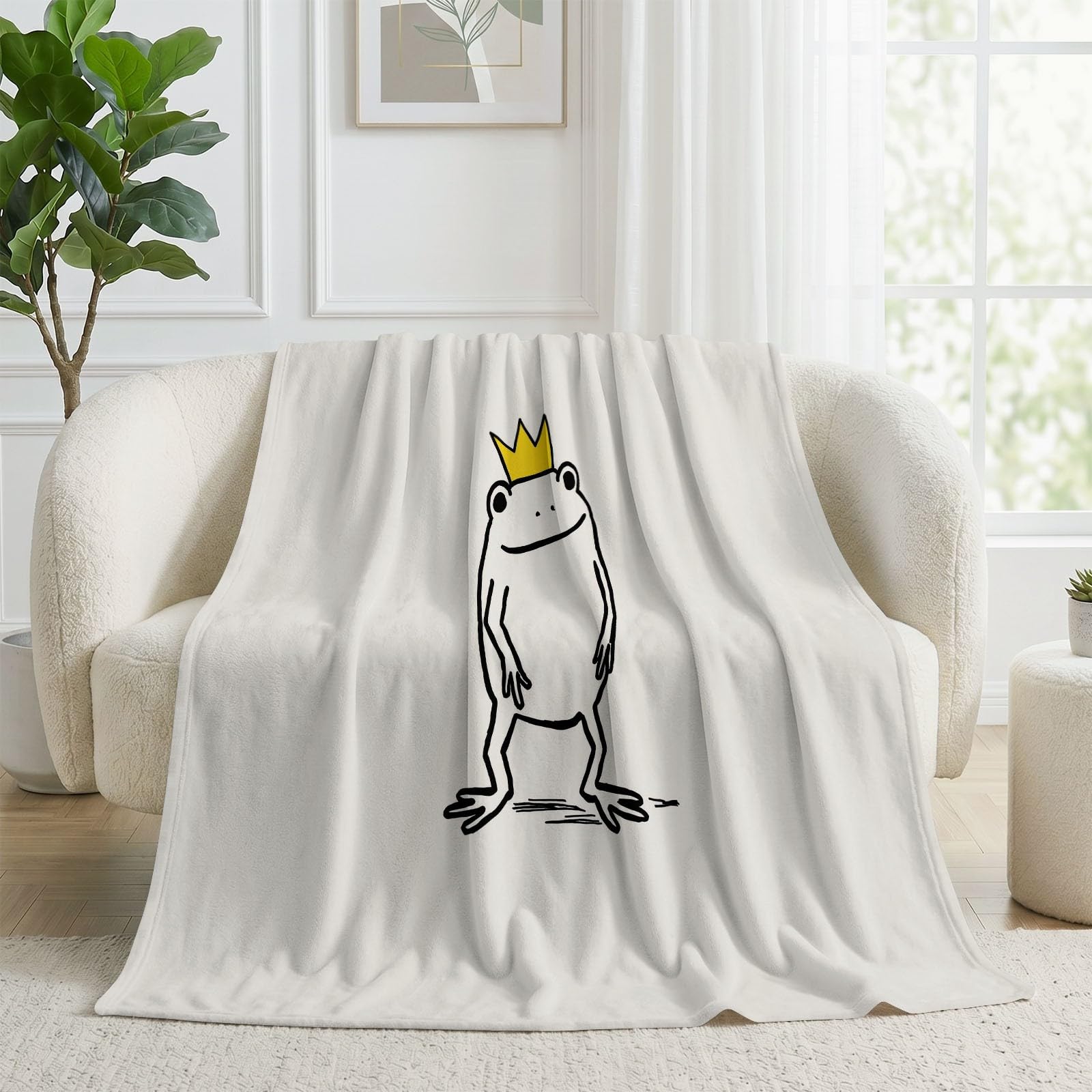 Manta de franela de rana coronada de 180 x 200 cm perfecta como regalo original para el hogar