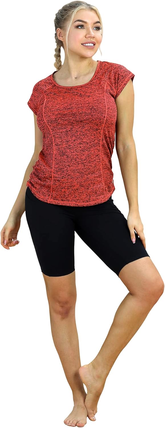 icyzone Workout Running Shirts for Women - Fitness Gym Yoga Exercise Short Sleeve T Shirts Open Back Tops - Image 3
