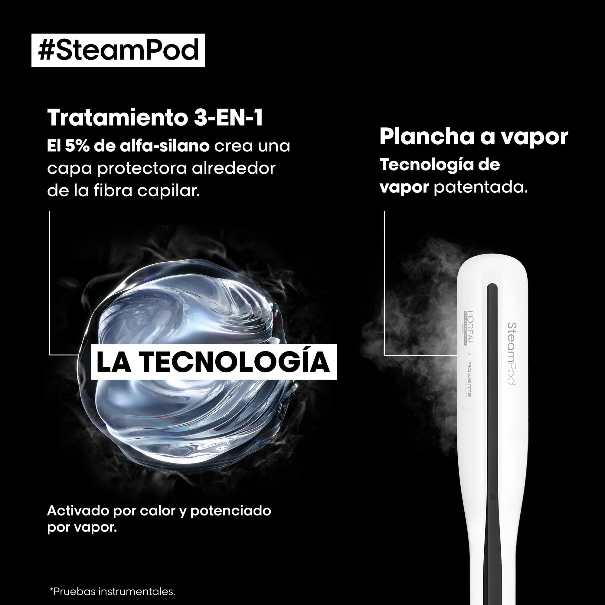 L'Oréal Professionnel Set con SteamPod 3 Plancha Profesional con tecnología de vapor y Sérum SteamPod 3-EN-1, 50 ml