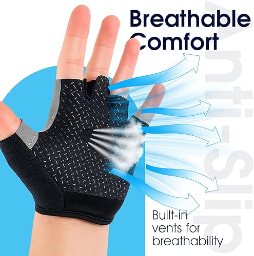 Miniatura 4 de Guantes de ciclismo de seda de hielo para hombres y mujeres, guantes de bicicleta transpirables de medio dedo con acolchado antideslizante