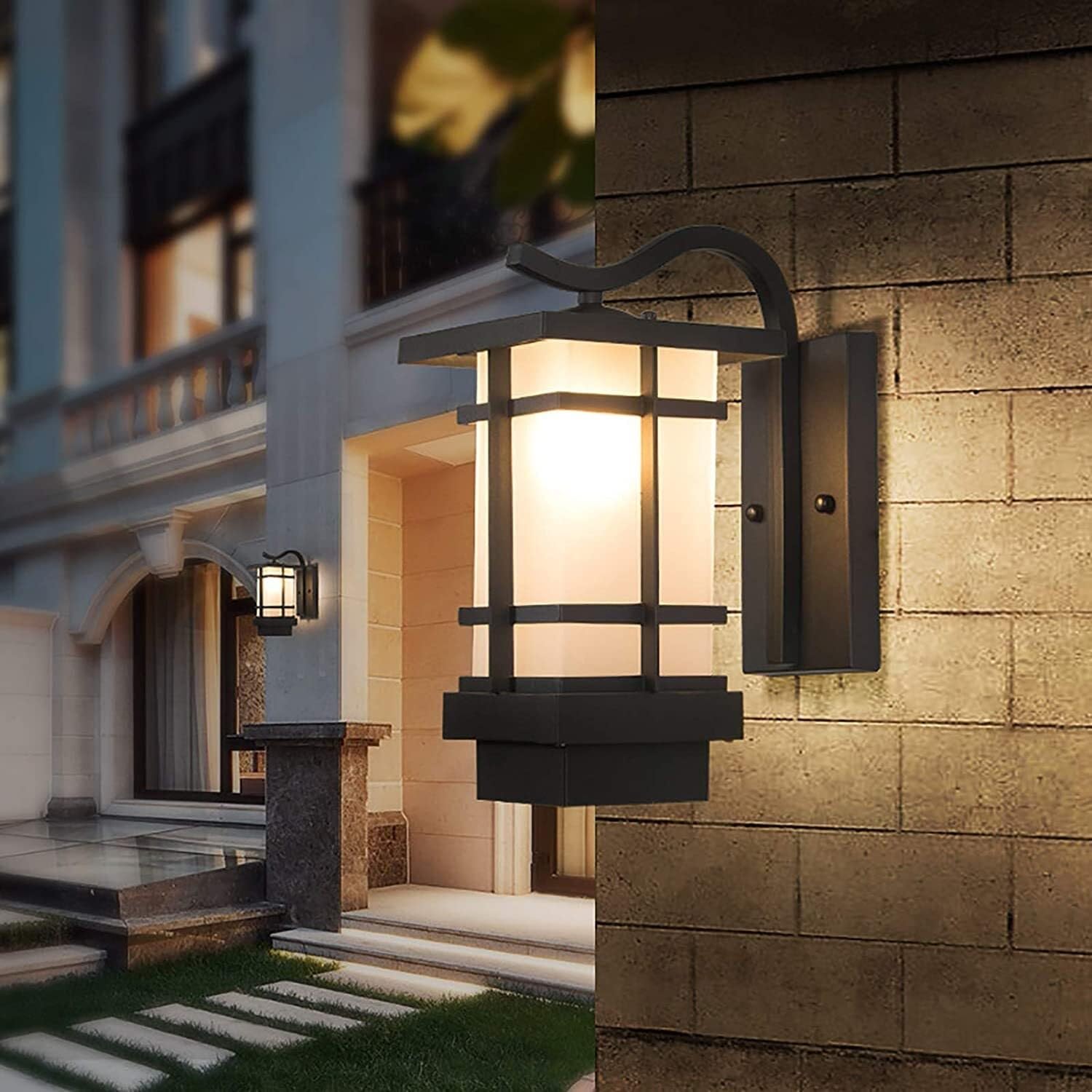Lampa Ogrodowa,Lampy Wodoodporna Zewnętrzna Lampa Ścienna Metalowa Kinkiet Szklany Klosz E27 Zewnętrzna Lampa Ścienna Do Garażu, Ogrodu, Patio, Drzwi Oprawa Ogrodowa