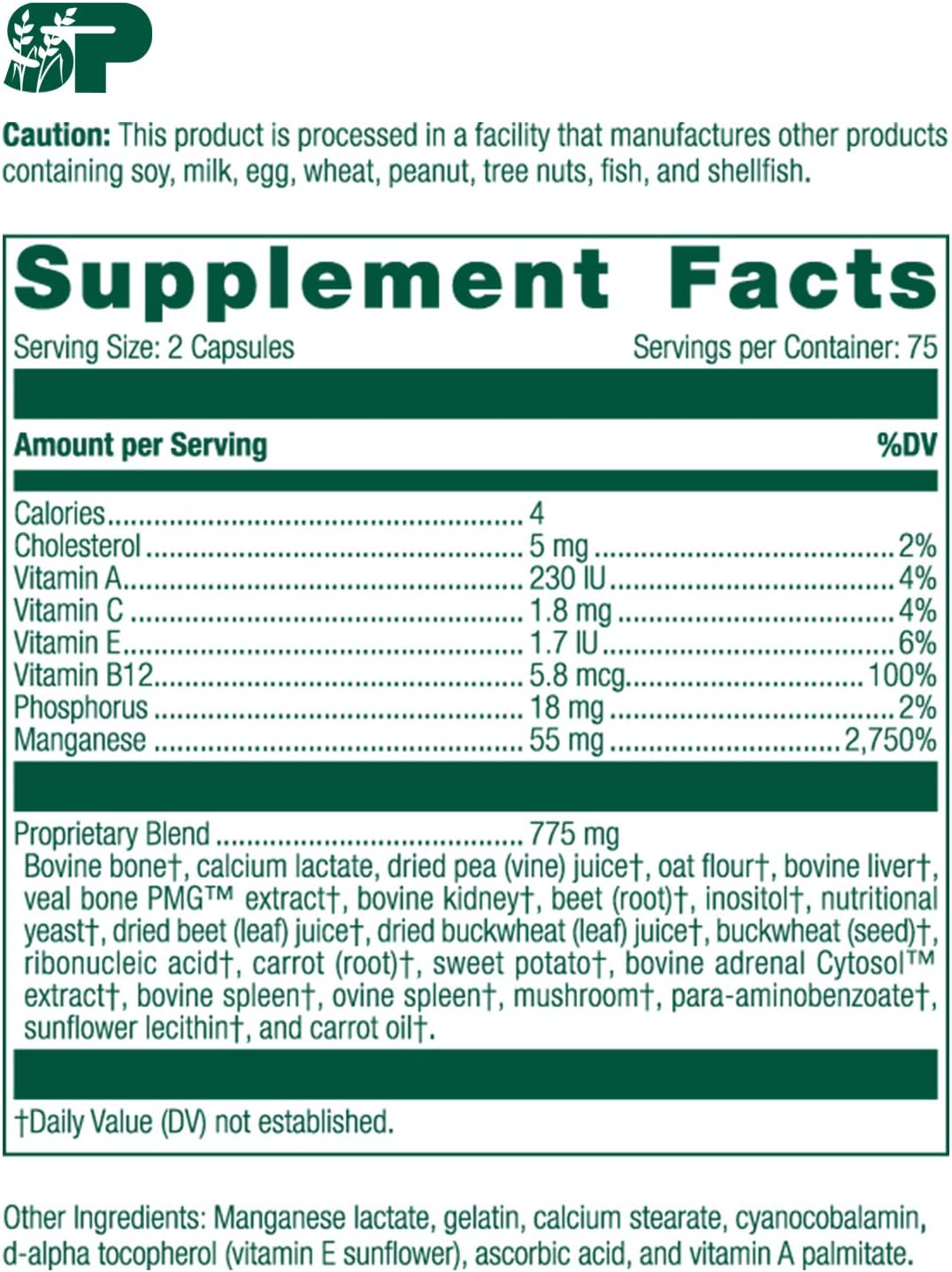 Standard Process Ligaplex I - Whole Food Supplement, Manganese Supplement, Bone Health and Bone Strength, Joint Support with Phosphorus, Shitake, Calcium Lactate, Beet Root and More - 150 Capsules : Health & Household
