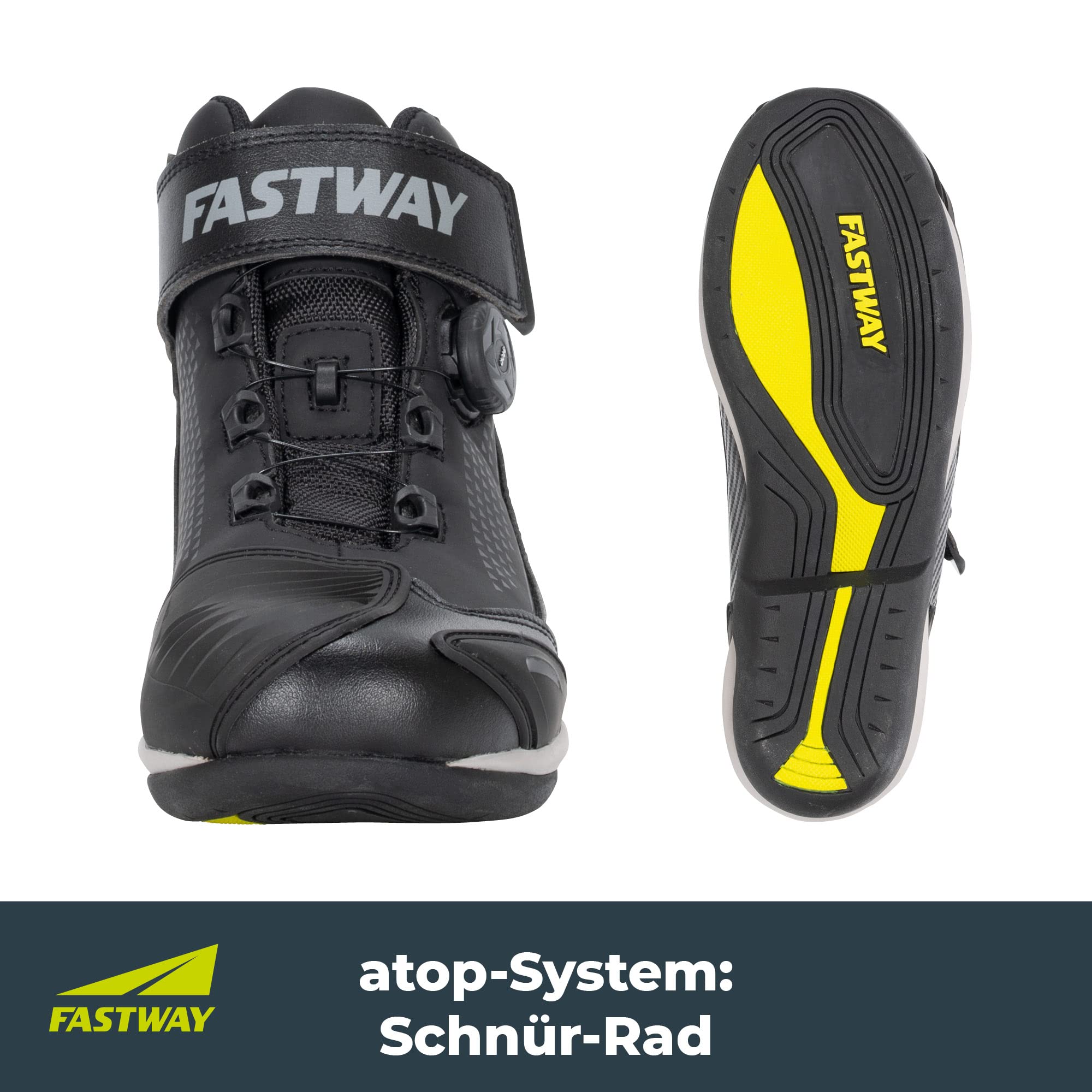 FAST WAY City 1 Motorrad Schuhe Herren & Damen, CE Zertifizierte Motorradschuhe, Motorradstiefel mit Schnürrad, Motorrad Stiefel mit TPU Schleifkante & Schalthebelverstärkung