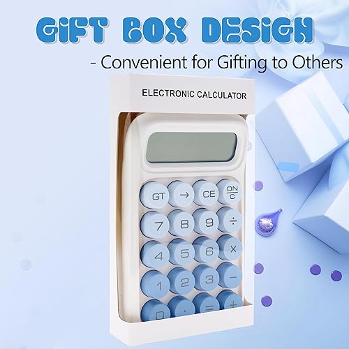 Miniatura 5 de Exlliy Calculadora linda,12 dígitos,Pantalla LCD grande,Calculadora beige Botones grandes,Calculadora de interruptor mecánico,Calculadora de