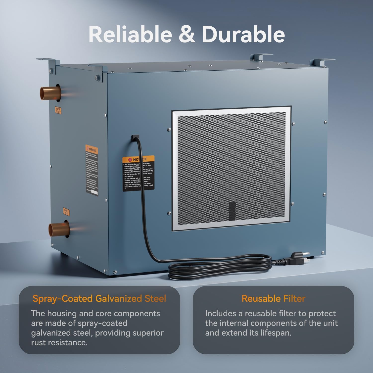 ALECOIL Hydronic Hot Water Hanging Unit Heater with Remote Temperature Control 100,000 BTU Water to Air Heat Exchanger with Fan for Outdoor Wood Furnaces and Garage Heating, HHA100-Pro, Blue