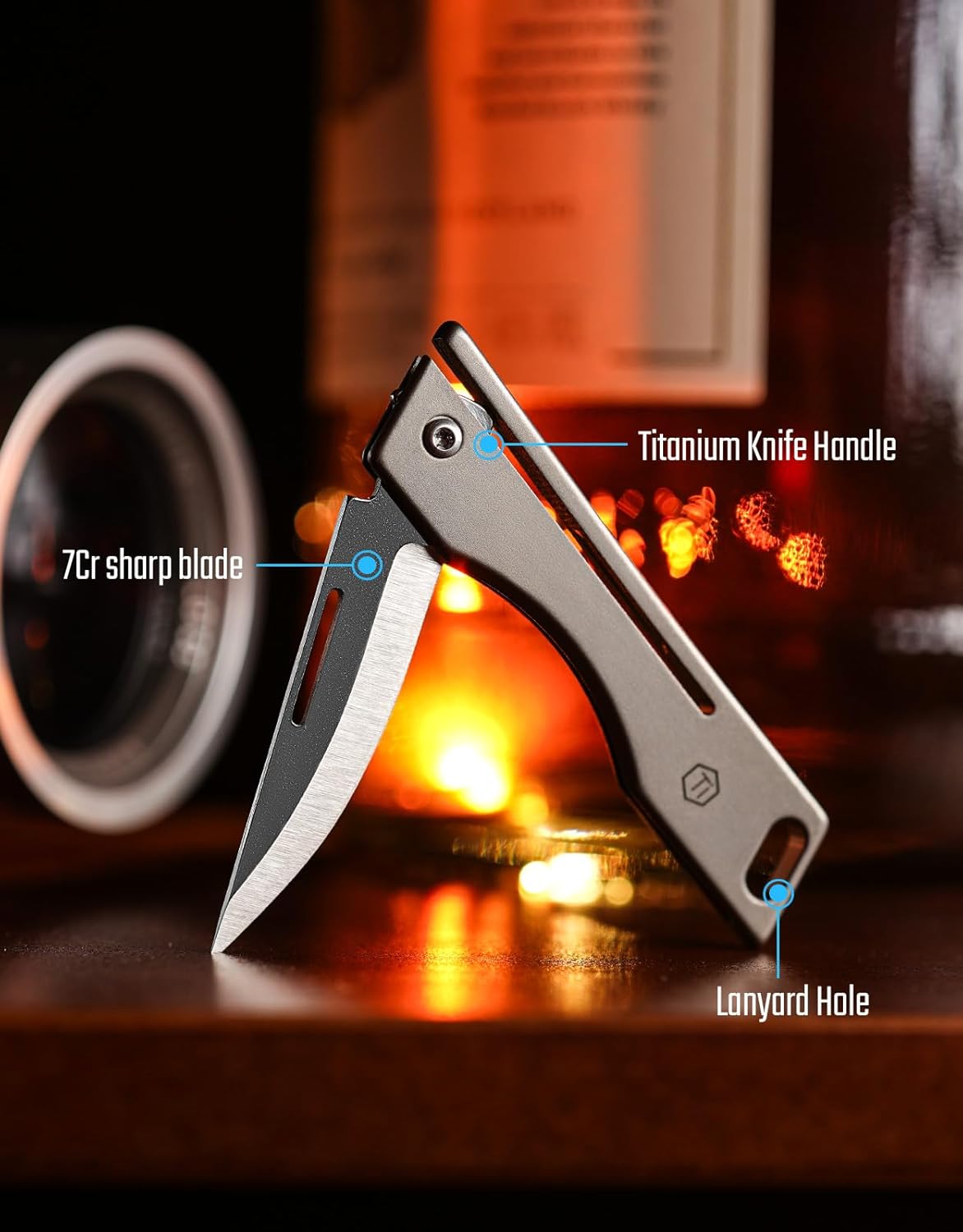 KeyUnity KK06M Titanium Folding Pocket Knife- Razor Sharp Folding Blade, Lightweight EDC Tool For Camping And Everyday Carry (Grey)