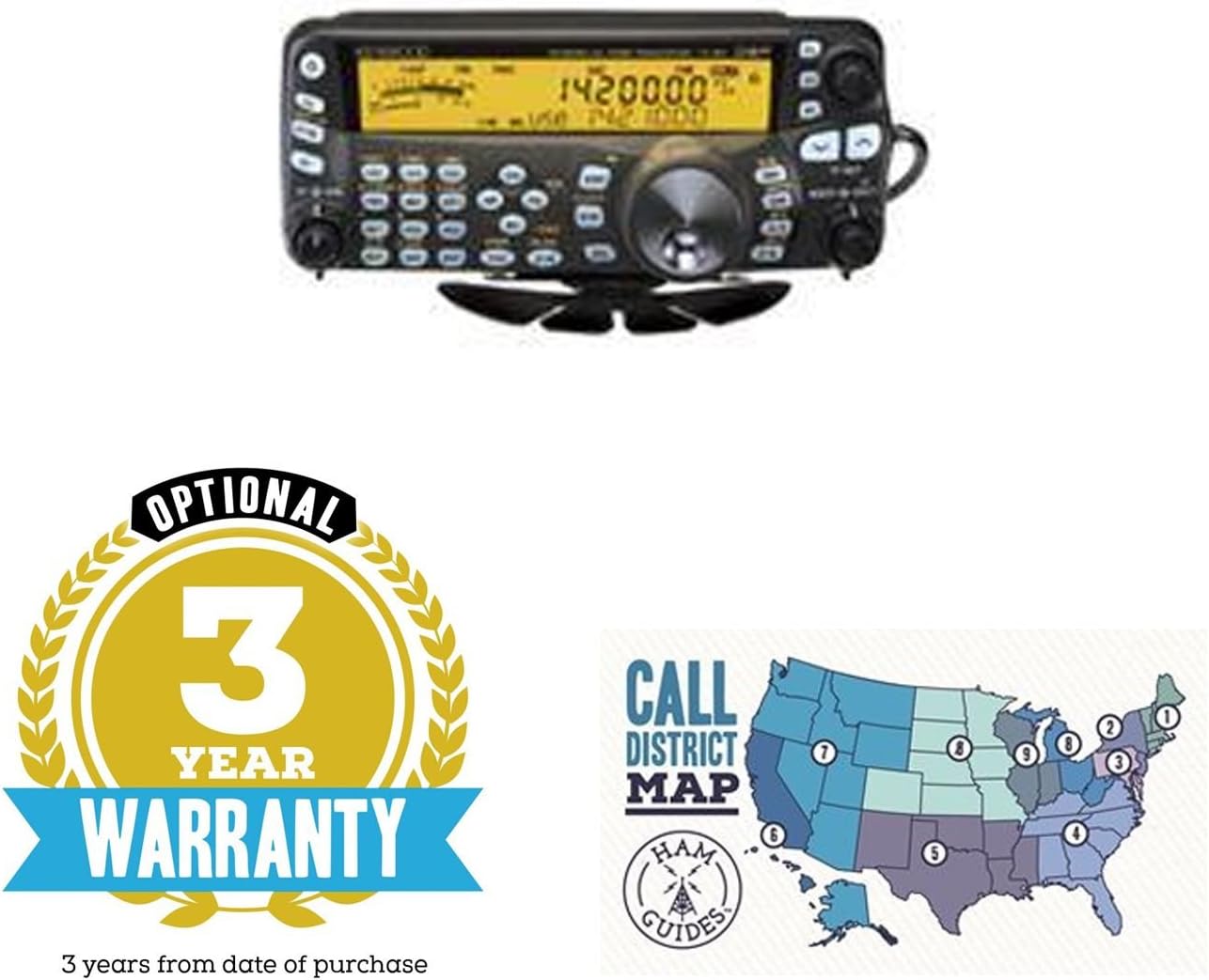 Bundle - 2 Items: Kenwood TS-480SAT & Ham Guides TM Quick Reference Card - 3 Year Warranty