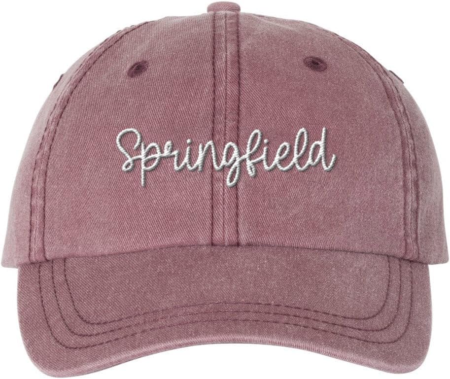 Script Springfield Embroidered Baseball Cap Adjustable Cotton Dad Hat Pigment-Dyed