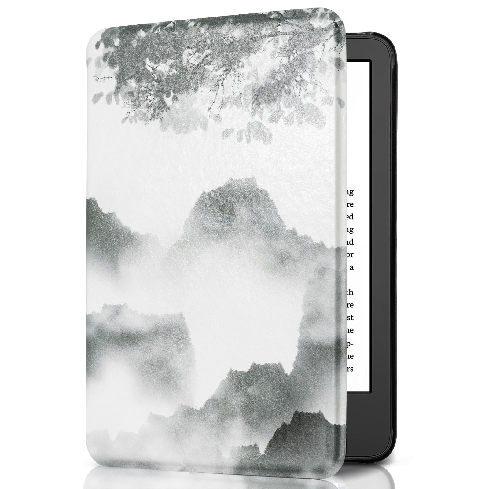 CoBak Case for All New 6 Inch E-Reader 2024 and 2022 (11 Generation) - PU Leather Smart Cover, Auto Sleep and Wake, not Compatible with Kobo Clara,Light Mirror Silver