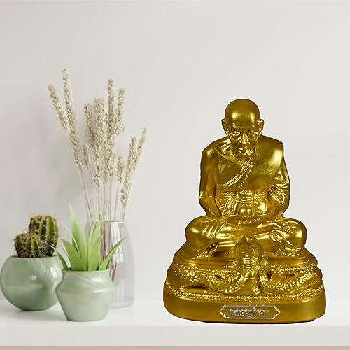 Miniatura 6 de BUDDHO Luang Pu Thuad Estatua de Buda dorada de 5 pulgadas de alto. Estatua budista tailandesa de San Buda tailandés, decoración del hogar, pequeño