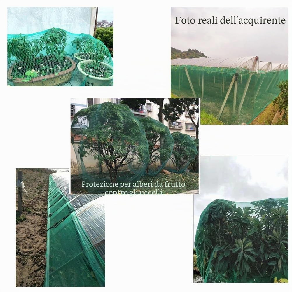 Rete antigrandine da giardino, Rete antigrandine for orto, maglia da 5 mm, verde, misure multiple(8x10m)