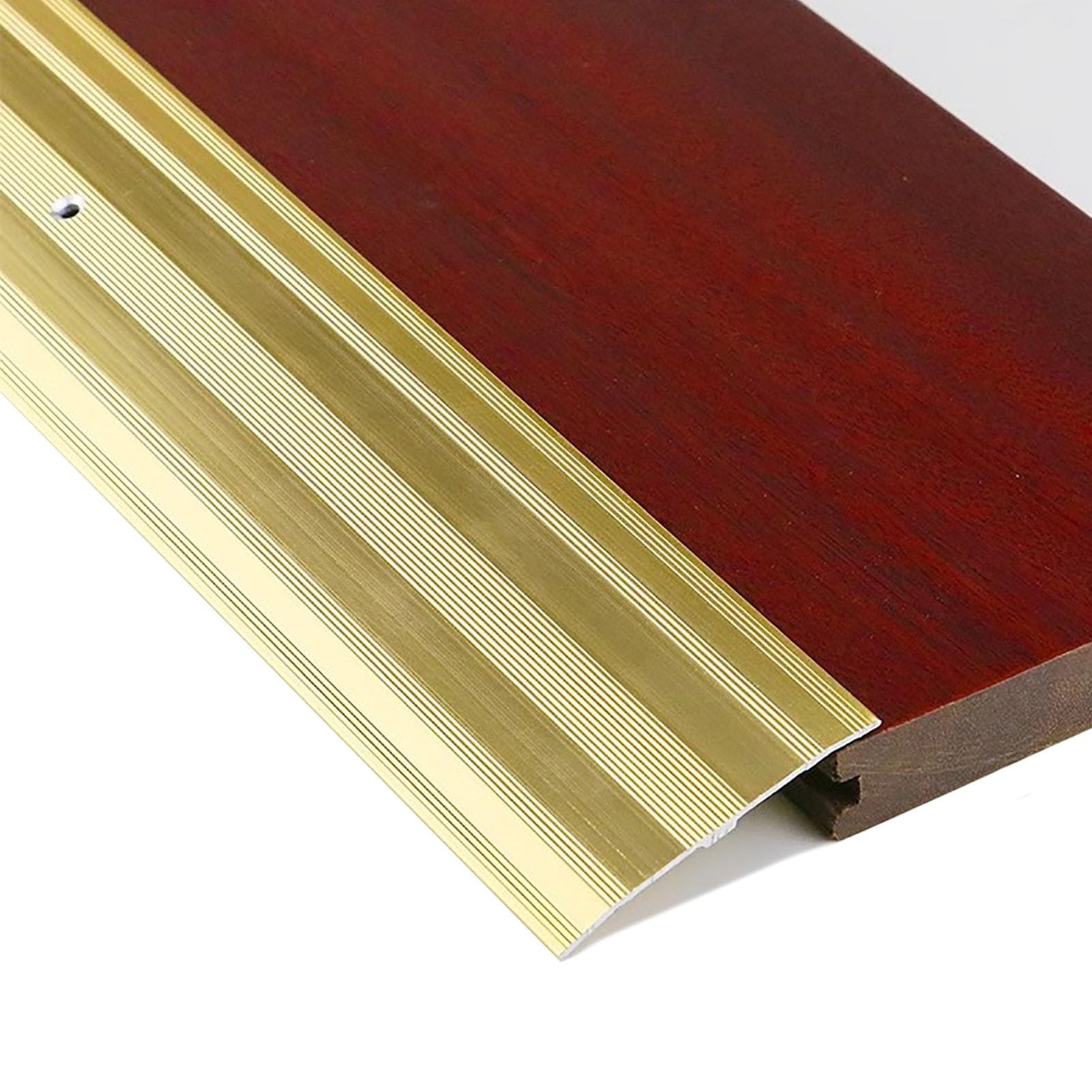 Listón de umbral de Aluminio for transición de 2 cm de Altura | Moldura de Alfombra a Suelo de Madera | Antideslizante e Impermeable(Gold,115cm)