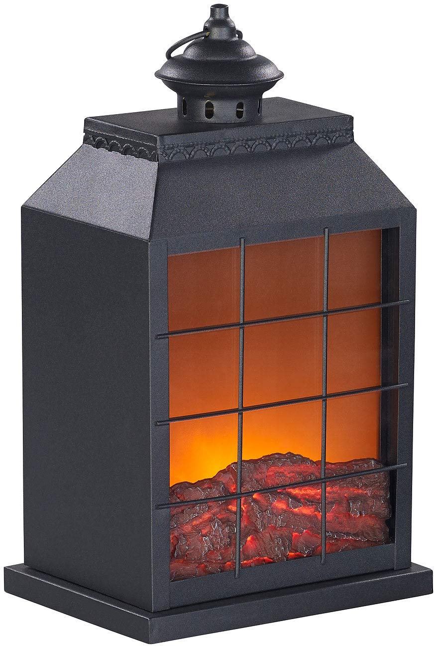 Carlo Milano LED Kaminfeuer: Elektro-Deko-Kamin, Flammen-Optik, USB- & Batterie-Betrieb, 38 cm Höhe (LED Kaminfeuer mit Flammeneffekt, Kaminlaterne, Flamme)