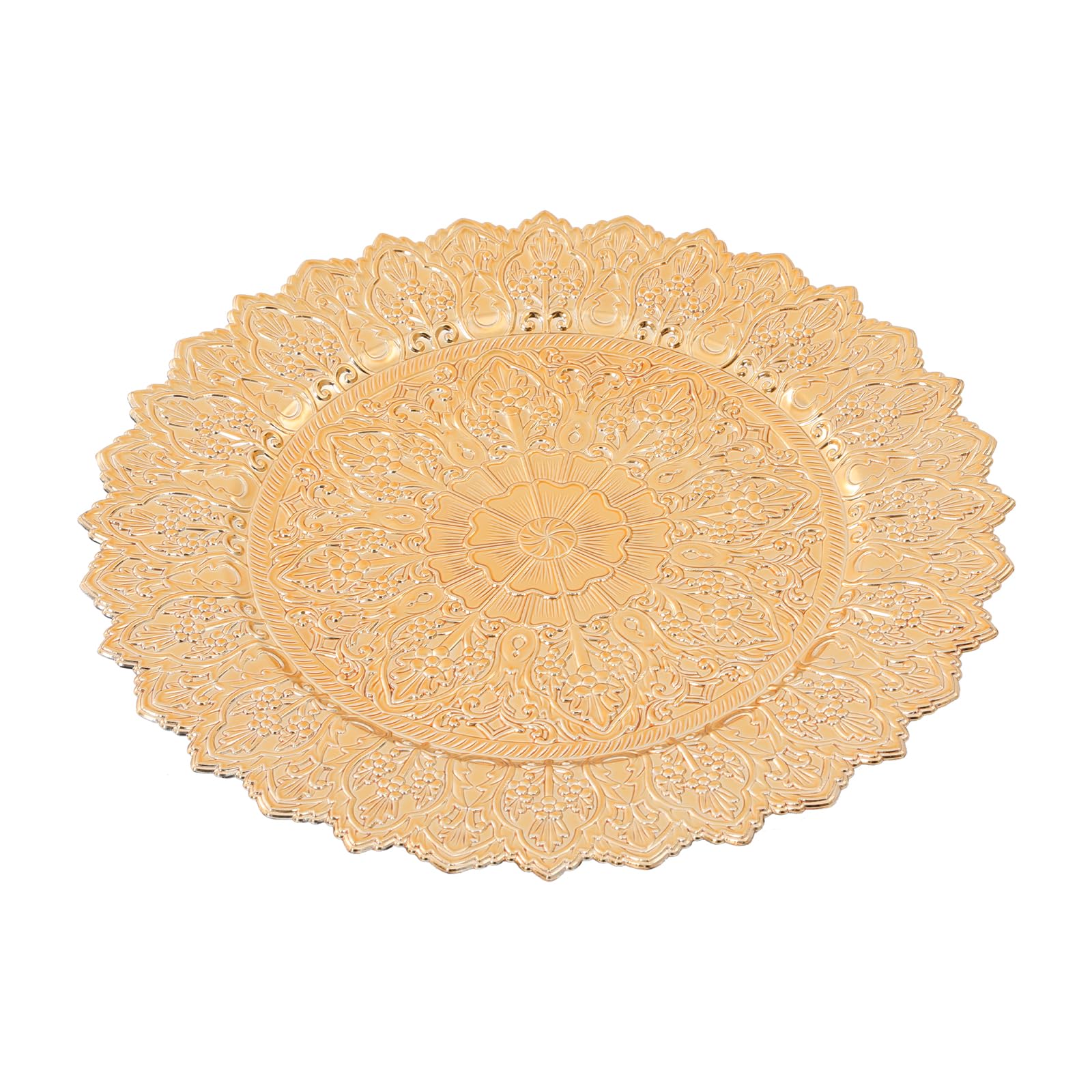 Lot de 50 assiettes de présentation rondes en plastique de 33 cm pour fêtes, mariages, banquets, restaurants (dorés)