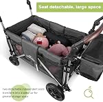Stroller Wagon for 2 Kids, Baby Wagon Stroller with Adjustable Handle for Infants and Toddlers Includes Canopy & Organizer, Foldable and Convenient for Storage