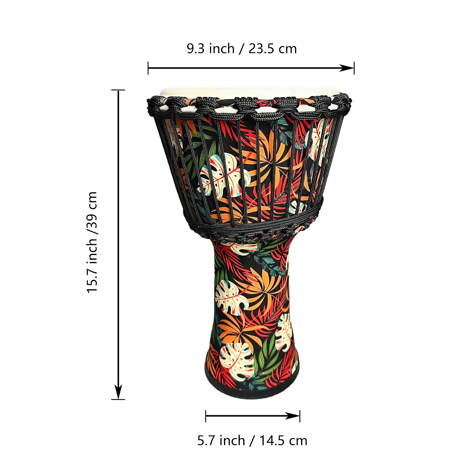 TAOSKNE 8.5inch Djembe West African Style Tambourine, Congo, Goat Skin Drum Head, Professional Sound Quality，Hand Drum, Special Holiday Gift. (Colorful leaves)