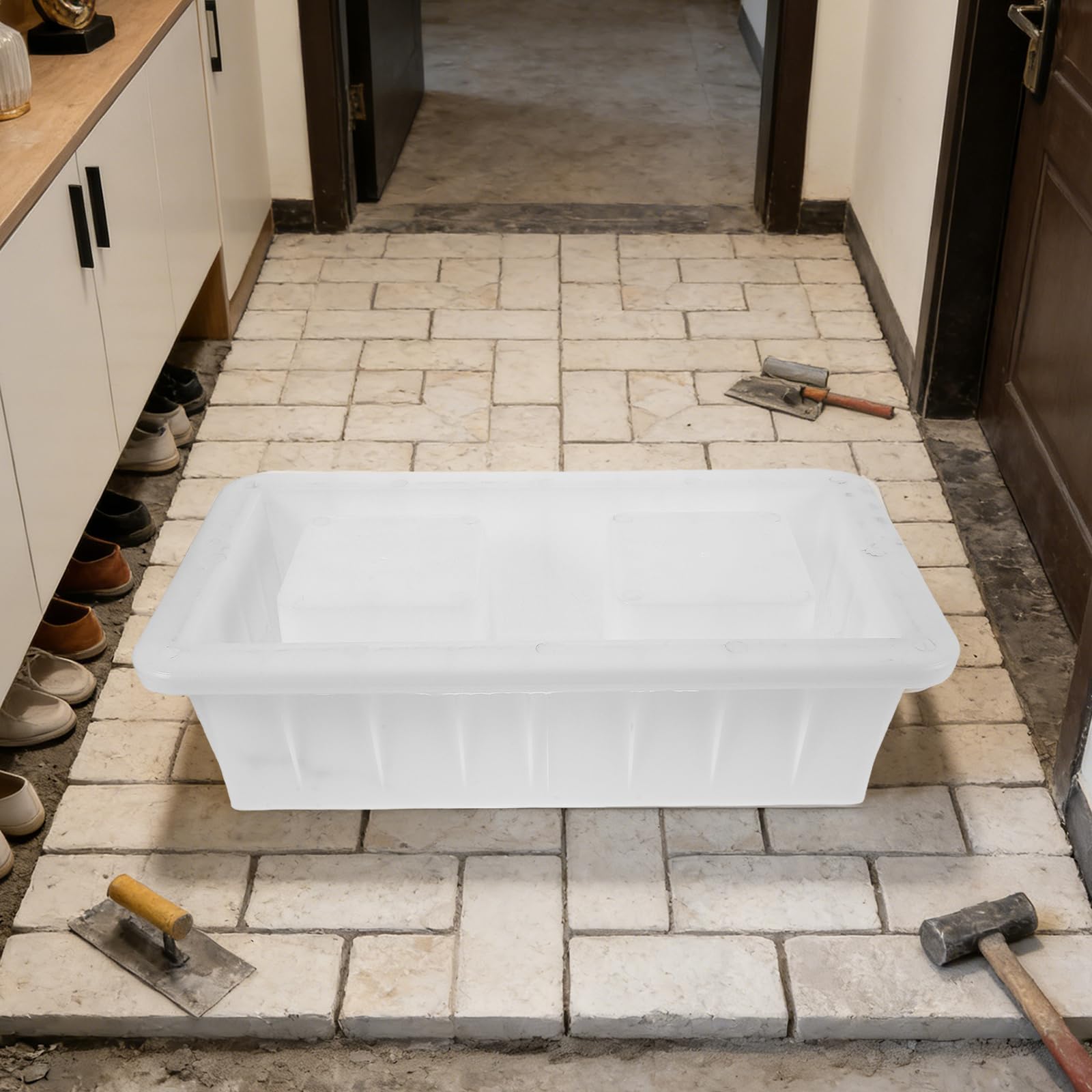 Molde de Ladrillo Hueco de Plástico Blanco Doble Cavidad | Hormigón y Yeso, Diseño de Dos Huecos, Uso en Jardinería y Proyectos de Construcción