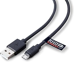 rhinocables USB 2.0 A to Micro B Cable | Fast Charging & Data Transfer | Speeds up to 480 Mbps | Compatible with Consoles, Cameras, Smartphones & Tablets (1.8m, Pack of 1)