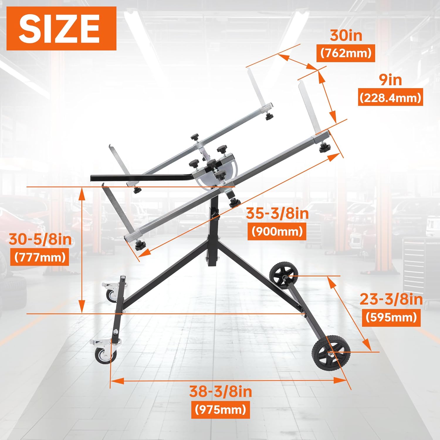 Rotating Portable Paint Stand Universal Rotation Spray Paint Panel Stand Drying Rack Holder For Hoods, Wings, Bumpers, Garages, Body Repair Steel Powder Coated & Zinc-Plated Black and Silvery