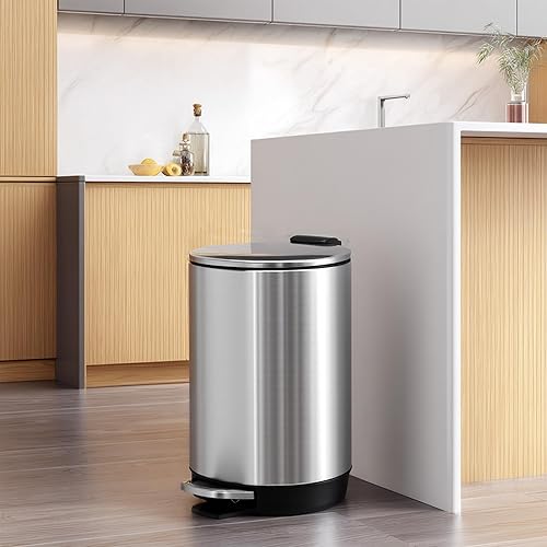 Miniatura 2 de Bote de Basura Antideslizante con Sistema de Bloqueo de Forro - Contenedor de Cocina de Acero Inoxidable, Tapa de Cierre Suave y A Prueba de Huellas