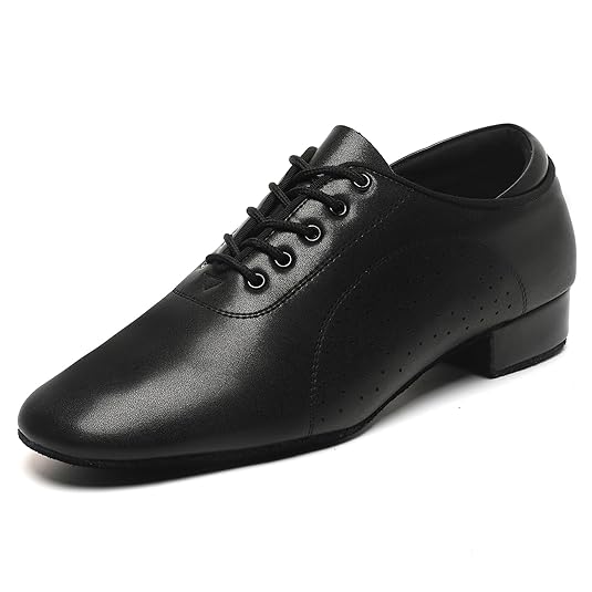 Men's Ballroom Dance Shoes Latin Salsa Dancing Black Breathable Leather