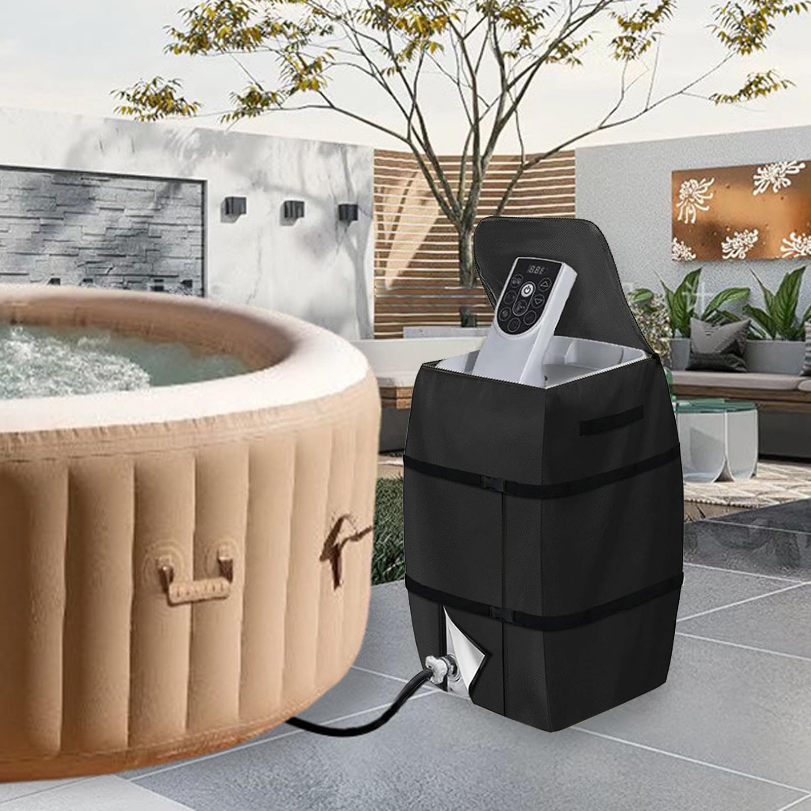 Housse de Pompe de Chauffage de Spa en Tissu Oxford argenté 420D avec Résistance à la Poussière d'eau