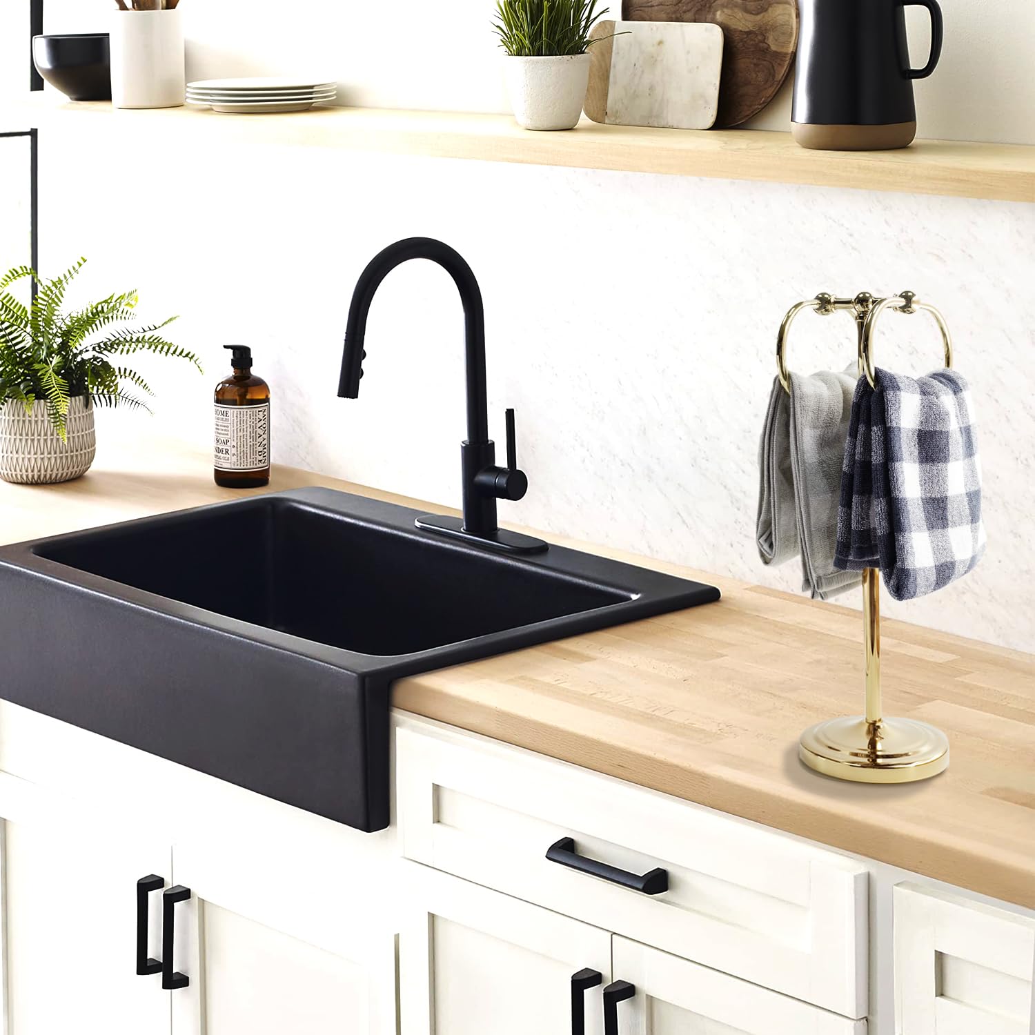 Toallero de Barra Portatoallas de Acero Inoxidable Base Antideslizante de 16 Pulgadas con Anillos Ovalados Dobles para Baño y Cocina