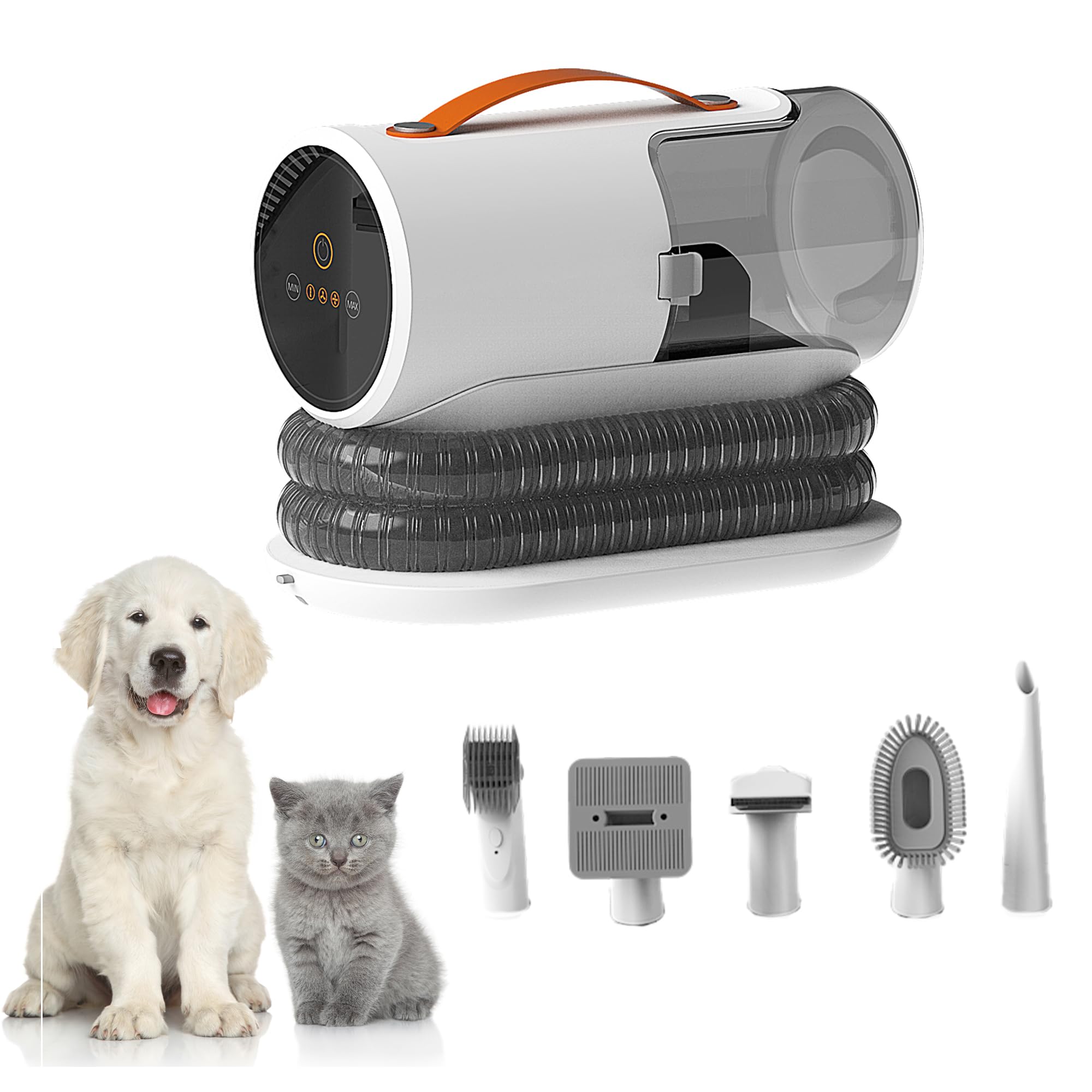 4BS Dog Grooming Vacuum Kit for Dog, Cat, Small Animal – Professional Pet Vacuum with 12000Pa Suction, 5-in-1 Grooming Tools, Quiet Design, 2L Dust Cup, and 6 Guide Combs – White