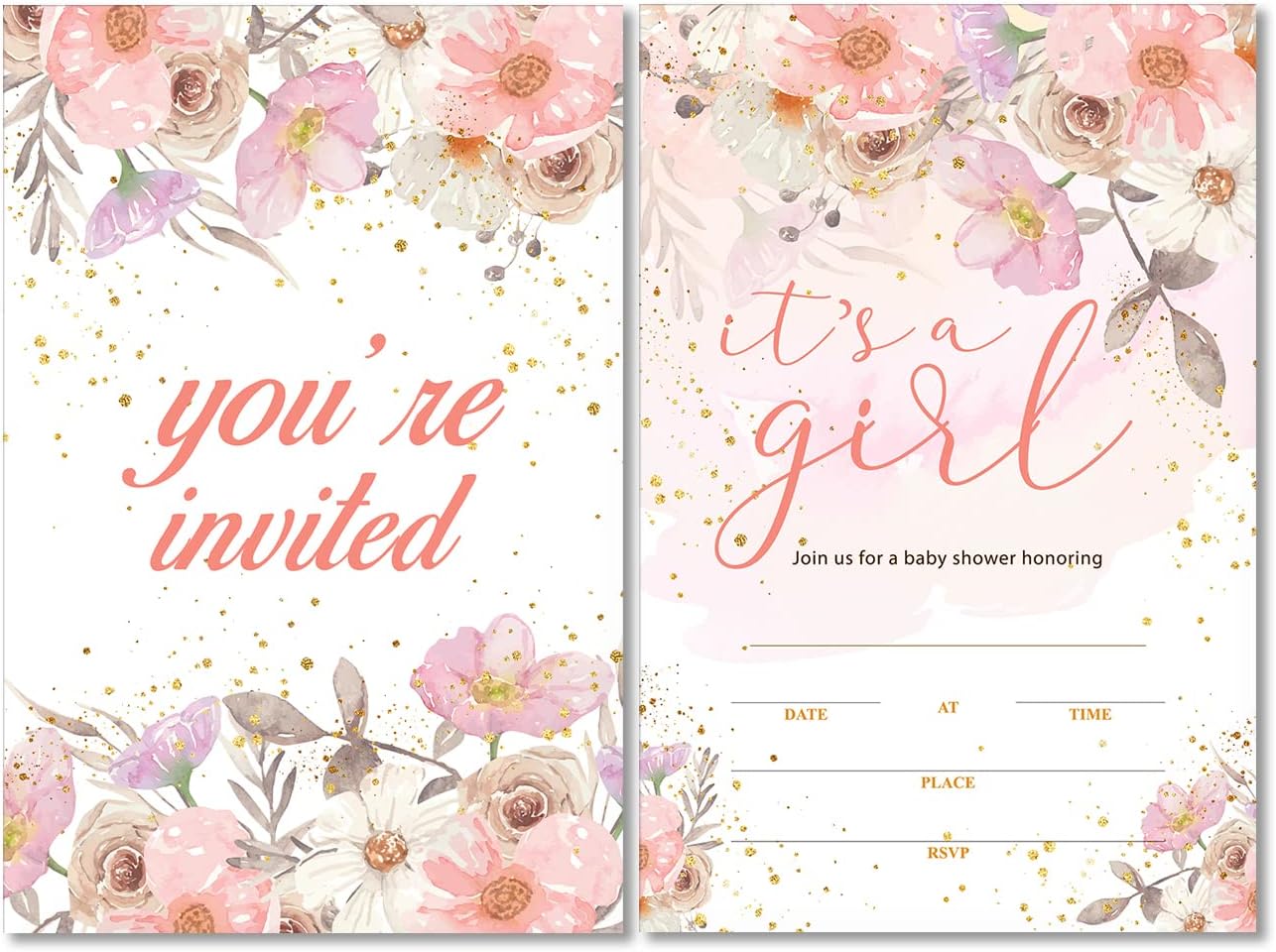 Hat Acrobat Set of 50 Baby Girl Shower Invitations with