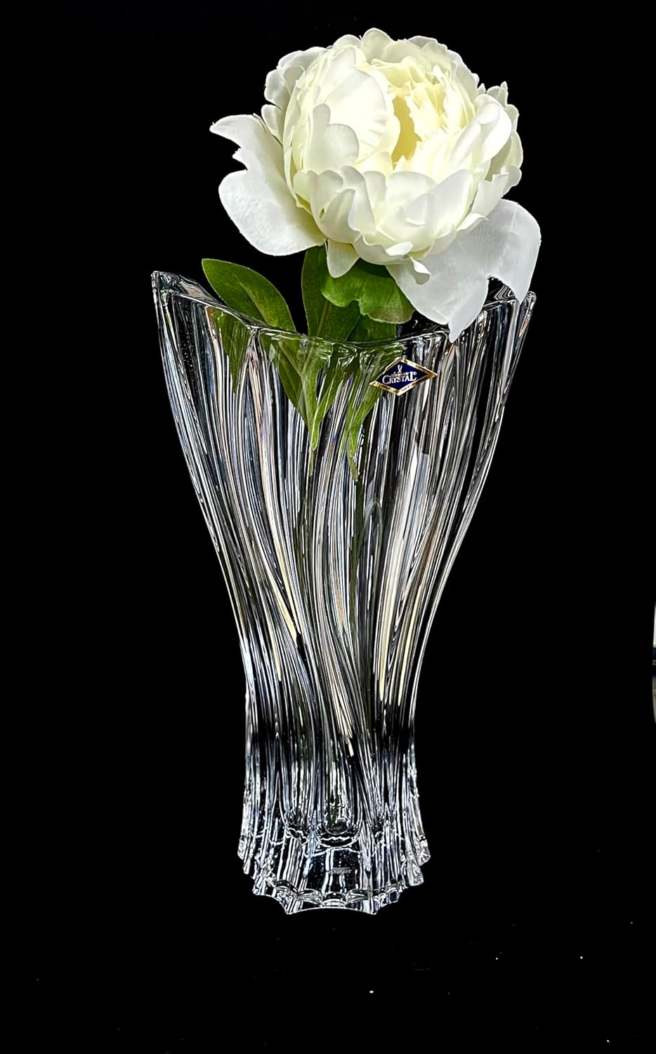 Czech Bohemian Crystal Glass Vase 12''-H Flower Vase Elegant Centerpiece Home Decor Design Decorative Wedding Birthday Housewarming Anniversary
