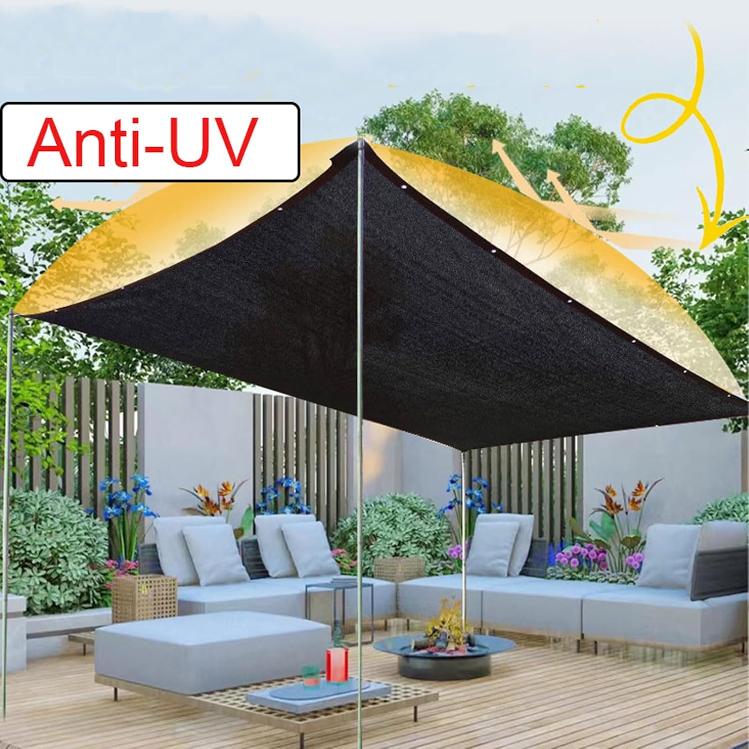 Garden Shade Cloth 4x4m, Sun Shade Net for Outdoor, Resistant Mesh Tarp with Grommets, Outdoor Sun Shades for Plant Cover, Greenhouse, Patio, Backyard, Chicken Coop, Pergola