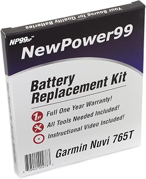 Battery Kit for Garmin Nuvi 765T with Video, Tools, and Extended Life Battery.