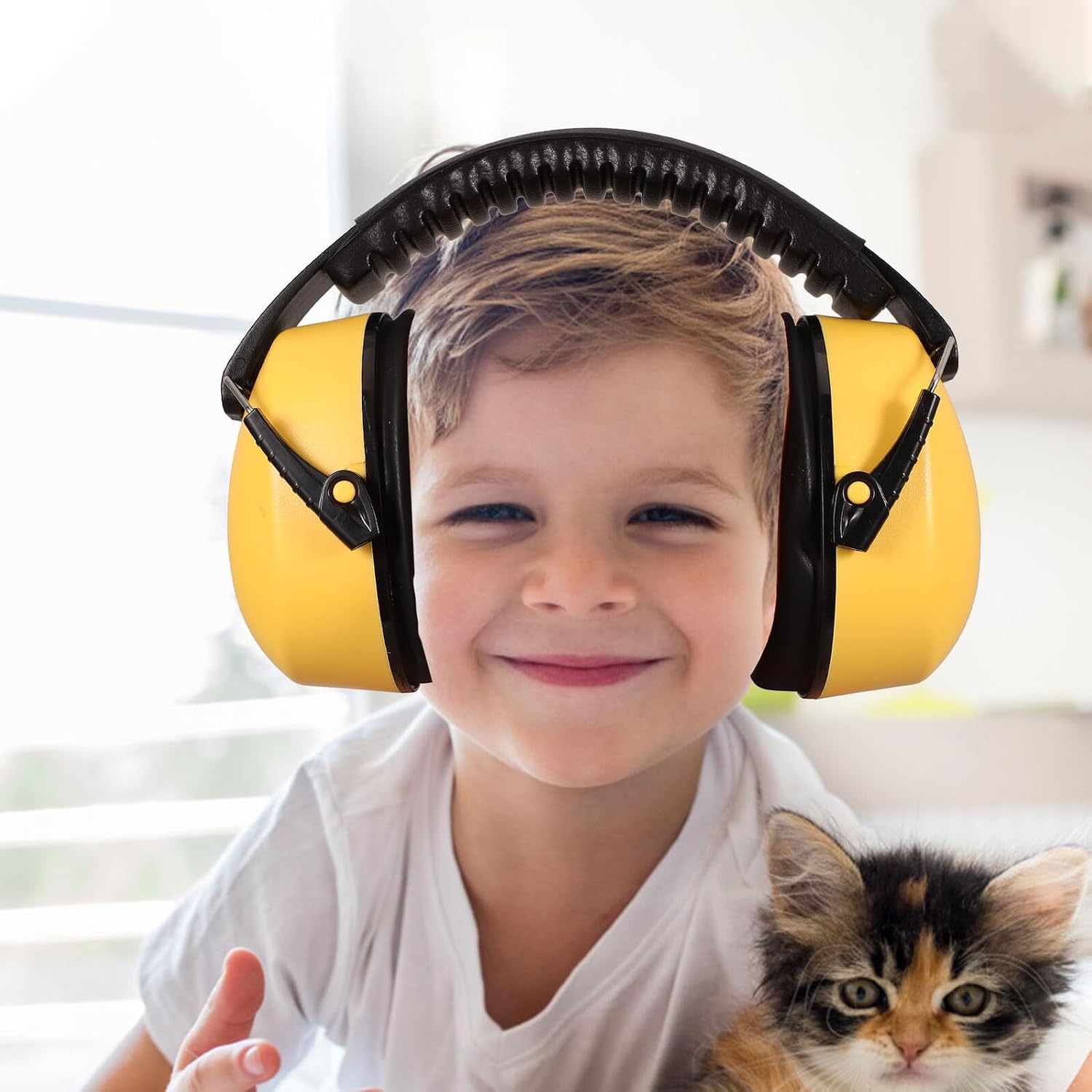 Toddmomy Noise Cancelling Ear Muffs, Adjustable Yellow Soundproof Sleep Earmuffs with Noise Blocking and Hearing Protection for Learning and Sleeping