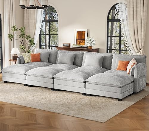 Miniatura 31 de ELUCHANG Sofá modular en forma de U de 153 pulgadas con almohada, sofá de asiento profundo para sala de estar, sofá moderno de 6 asientos con