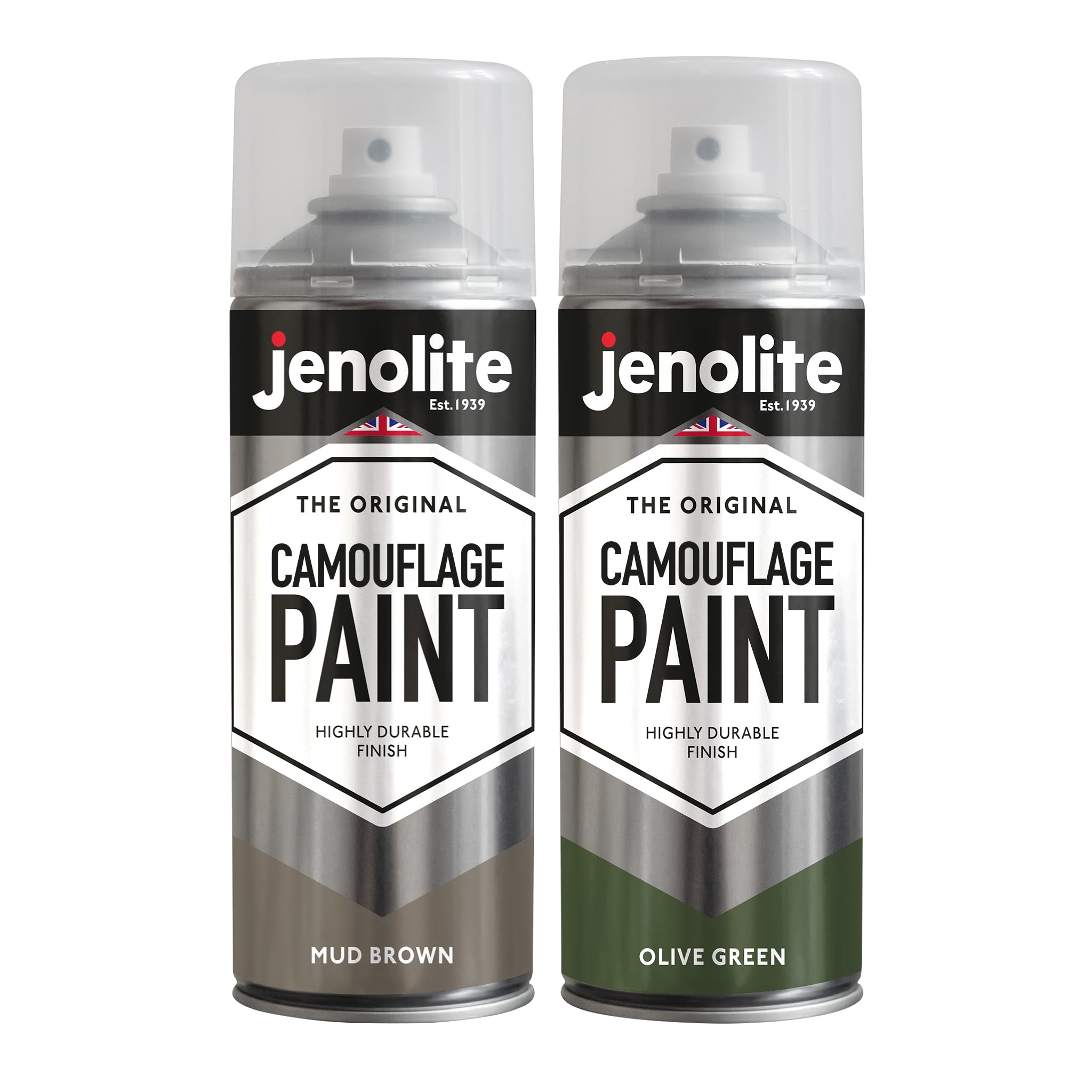 Jenolite Olive Green & Mud Brown Army Camouflage Paint Twin Pack | | 2 X 400Ml | Ideal For Model Making, Paintball, Airsoft, Military Vehicles