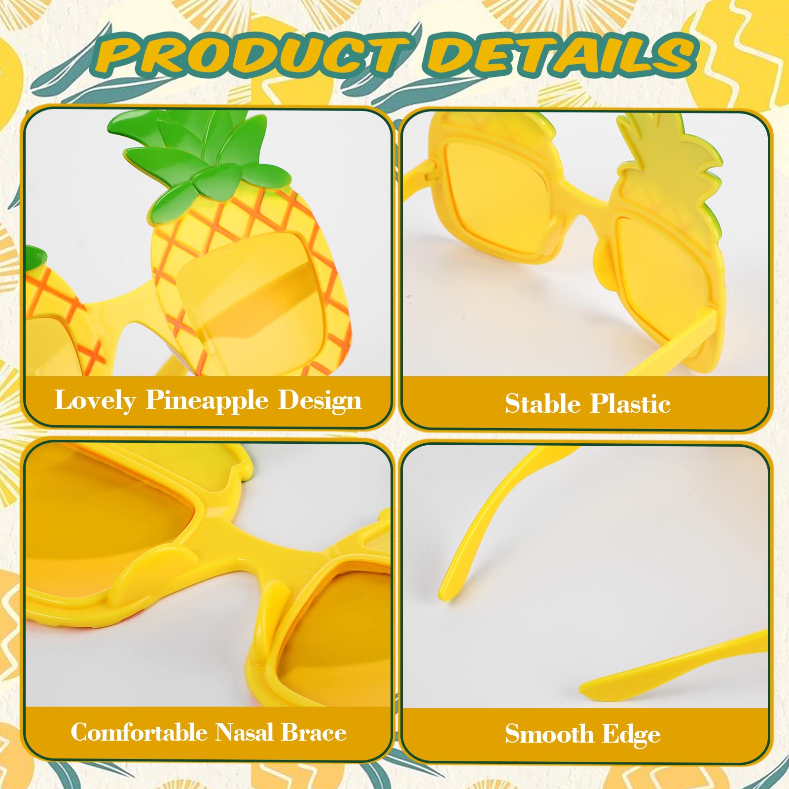 Liliful 12 par okularów przeciwsłonecznych Fiesta Tropical Ananas Śmieszne okulary przeciwsłoneczne ananas okulary hawajskie akcesoria na imprezę Luau urodziny lato plaża tematyczne upominki