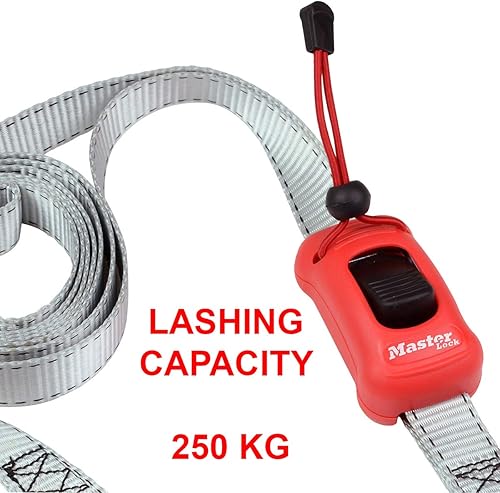 Miniatura 4 de Master Lock 3313EURDAT Correa de amarre con ganchos y hebilla, 5.9 ft x 0.984 in, gris