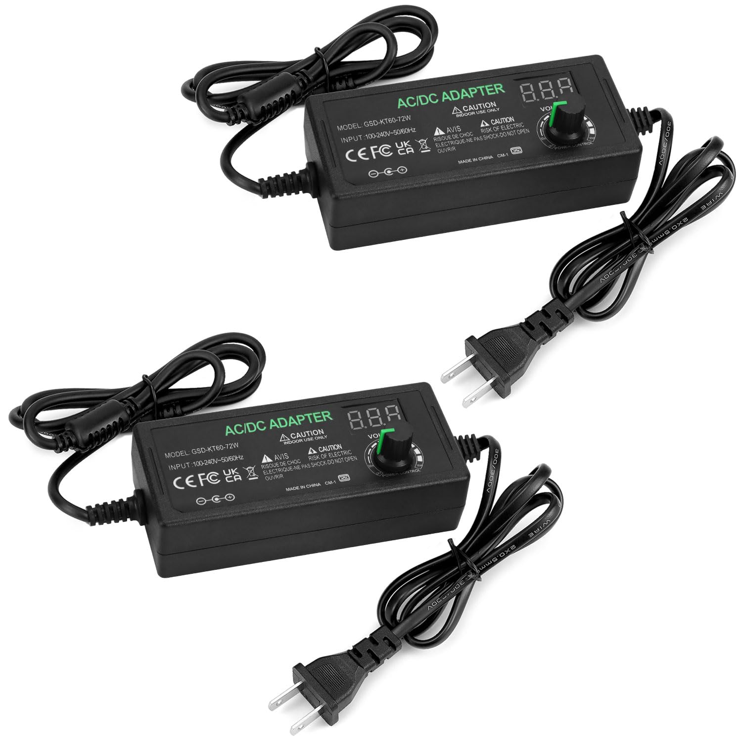 QWORK 3V-12V 5A 60W Universal Power Supply, 100V-240V AC to DC