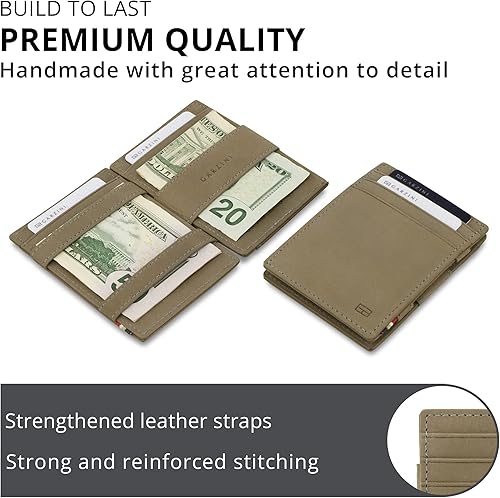 Miniatura 4 de Garzini Cartera mágica para hombre cartera minimalista con tarjetero RFID cartera de cuero para 10 tarjetas 04 Gris Metálico Minimalista