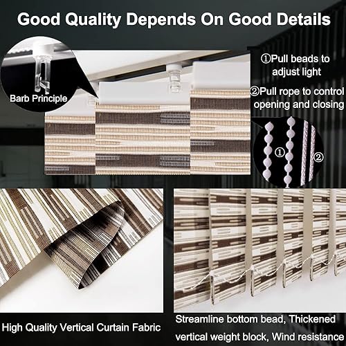 Miniatura 4 de Persianas verticales para puertas correderas, hechas a pedido, filtro de luz de césped tejido, protección UV, persianas verticales para patio,